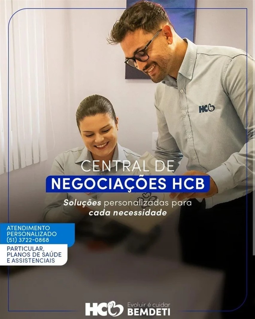 Fale com a Central de Negociações do HCB pelo WhatsApp (51) 3722-0800, opção 2