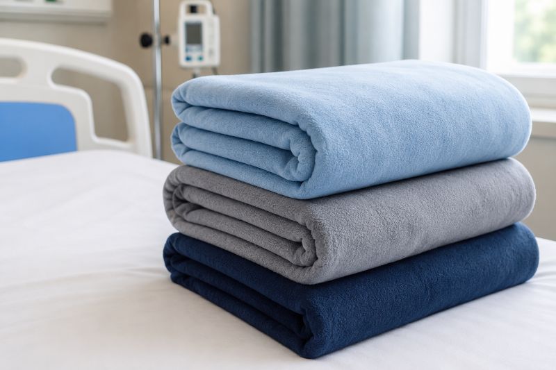Cobertores sobre cama hospitalar