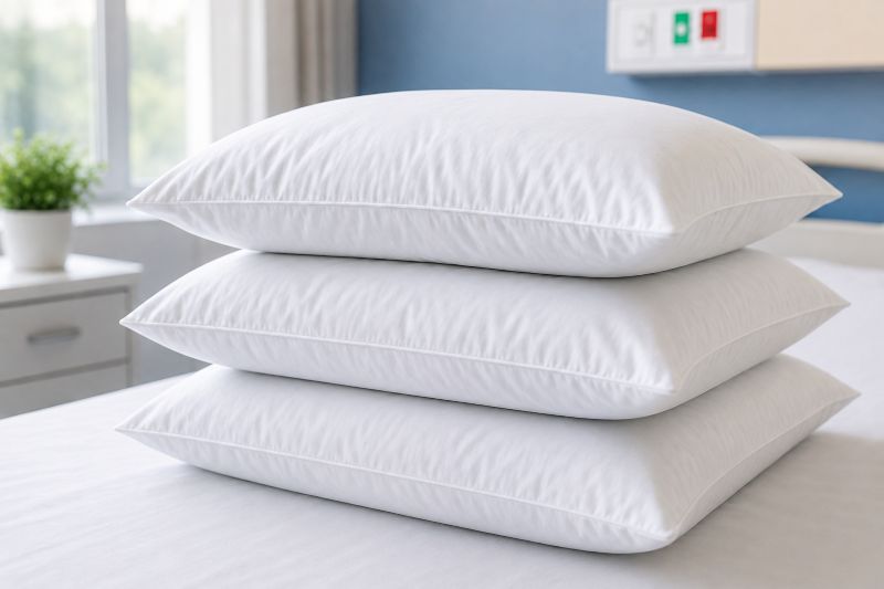 Travesseiros sobre cama hospitalar