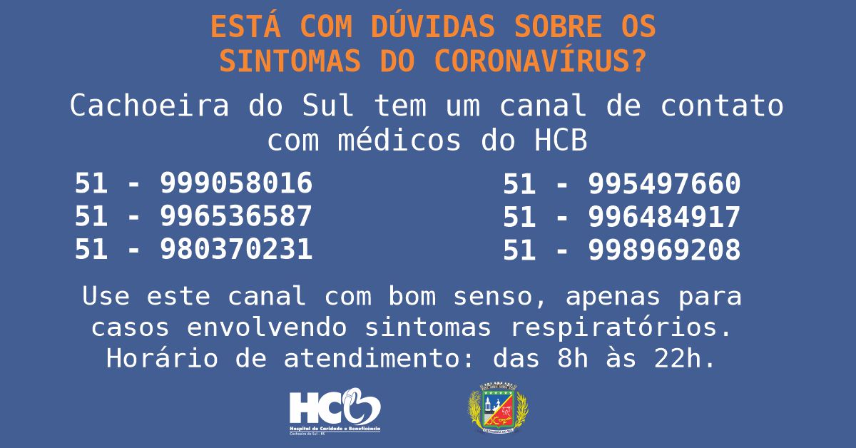 Cachoeira do Sul tem um canal de contato com médicos do HCB