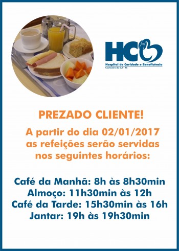 Novos horários refeições