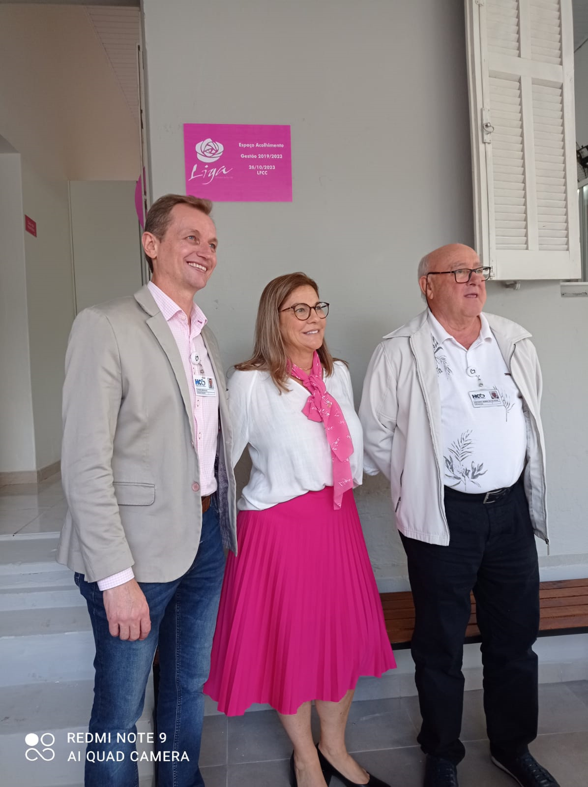 Superintendente do HCB, Luciano Morschel, presidente da LFCC, Márcia Tischler e o provedor do HCB, Antônio Rubem.