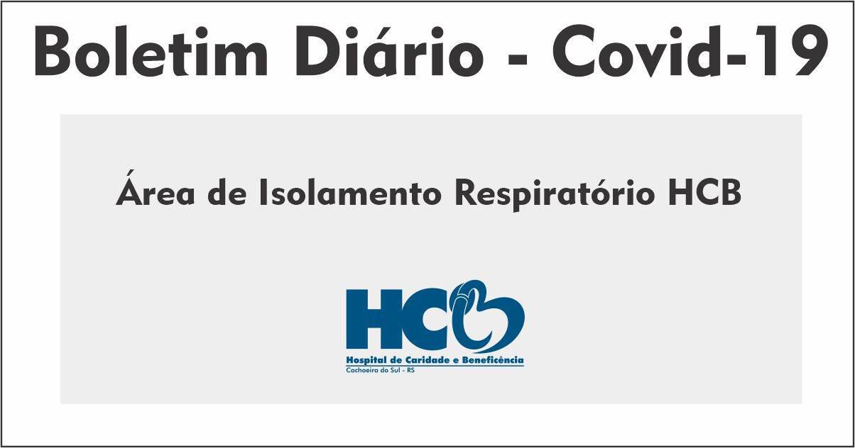 BOLETIM DIÁRIO – COVID -19 – HCB – Cachoeira do Sul – RS